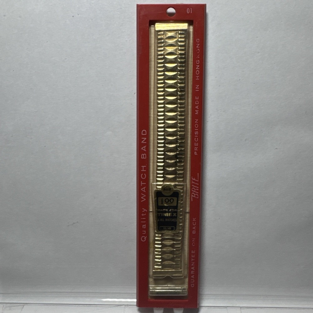 Vintage NOS Gold Tone Brite Expansion Watch Band For Timex 5/8 End Width 1960s